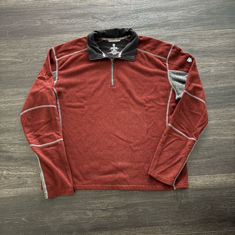 Kuhl Kashmira 1/4 Zip Men's Medium Red Burgundy Outdoor Hike Pullover Fleece XXL